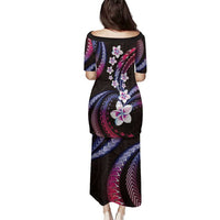 Hawaii Plumeria Family Matching Puletasi and Hawaiian Shirt Sweet Gradient Polynesian Pattern