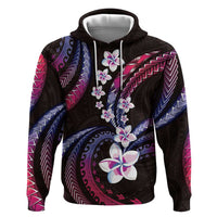 Hawaii Plumeria Hoodie Sweet Gradient Polynesian Pattern