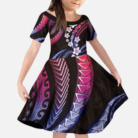 Hawaii Plumeria Kid Short Sleeve Dress Sweet Gradient Polynesian Pattern LT01 KID Pink - Polynesian Pride