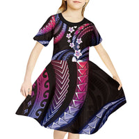 Hawaii Plumeria Kid Short Sleeve Dress Sweet Gradient Polynesian Pattern LT01 - Polynesian Pride