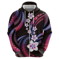 Hawaii Plumeria Zip Hoodie Sweet Gradient Polynesian Pattern