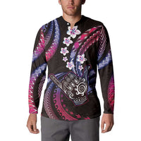 Hawaii Shaka Sign Button Sweatshirt Fantastic Frangipani Sweet Vibes LT01 - Polynesian Pride