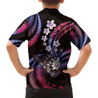 Hawaii Shaka Sign Family Matching Off The Shoulder Long Sleeve Dress and Hawaiian Shirt Fantastic Frangipani Sweet Vibes