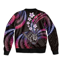 Hawaii Shaka Sign Sleeve Zip Bomber Jacket Fantastic Frangipani Sweet Vibes LT01 - Polynesian Pride