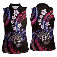 Hawaii Shaka Sign Women Sleeveless Polo Shirt Fantastic Frangipani Sweet Vibes