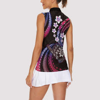 Hawaii Shaka Sign Women Sleeveless Polo Shirt Fantastic Frangipani Sweet Vibes