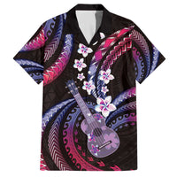 Hawaiian Ukulele Family Matching Off The Shoulder Long Sleeve Dress and Hawaiian Shirt Sweet Dream Fantastic Plumeria