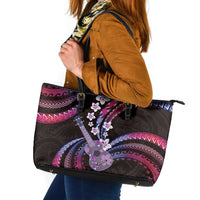 Hawaiian Ukulele Leather Tote Bag Sweet Dream Fantastic Plumeria