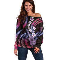 Hawaiian Ukulele Off Shoulder Sweater Sweet Dream Fantastic Plumeria