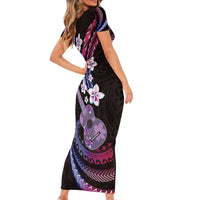 Hawaiian Ukulele Short Sleeve Bodycon Dress Sweet Dream Fantastic Plumeria