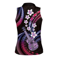 Hawaiian Ukulele Women Sleeveless Polo Shirt Sweet Dream Fantastic Plumeria