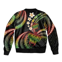 Hawaii Turtles Plumeria Bomber Jacket Reggae Polynesian Pattern