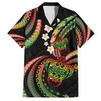 Hawaii Turtles Plumeria Family Matching Off Shoulder Maxi Dress and Hawaiian Shirt Reggae Polynesian Pattern