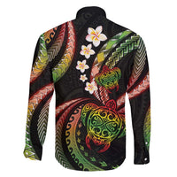 Hawaii Turtles Plumeria Family Matching Off Shoulder Short Dress and Hawaiian Shirt Reggae Polynesian Pattern