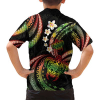 Hawaii Turtles Plumeria Family Matching Puletasi and Hawaiian Shirt Reggae Polynesian Pattern