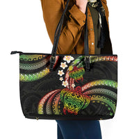 Hawaii Turtles Plumeria Leather Tote Bag Reggae Polynesian Pattern