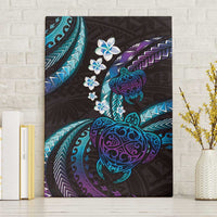 Hawaii Turtles Plumeria Canvas Wall Art Amethyst Gradient Polynesian Pattern LT01 Without Frame Purple - Polynesian Pride