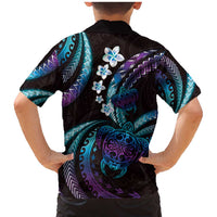 Hawaii Turtles Plumeria Family Matching Mermaid Dress and Hawaiian Shirt Amethyst Gradient Polynesian Pattern