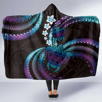 Hawaii Turtles Plumeria Hooded Blanket Amethyst Gradient Polynesian Pattern LT01 One Size Purple - Polynesian Pride