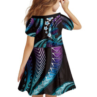 Hawaii Turtles Plumeria Kid Short Sleeve Dress Amethyst Gradient Polynesian Pattern LT01 - Polynesian Pride