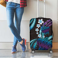 Hawaii Turtles Plumeria Luggage Cover Amethyst Gradient Polynesian Pattern