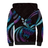 Hawaii Turtles Plumeria Sherpa Hoodie Amethyst Gradient Polynesian Pattern LT01 - Polynesian Pride