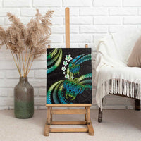 Hawaii Turtles Plumeria Canvas Wall Art Chartreuse Cyan Polynesian Pattern LT01 - Polynesian Pride