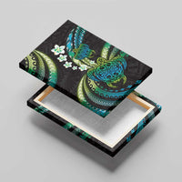 Hawaii Turtles Plumeria Canvas Wall Art Chartreuse Cyan Polynesian Pattern LT01 - Polynesian Pride