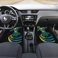 Hawaii Turtles Plumeria Car Mats Chartreuse Cyan Polynesian Pattern