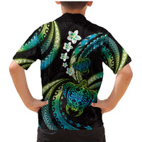 Hawaii Turtles Plumeria Family Matching Mermaid Dress and Hawaiian Shirt Chartreuse Cyan Polynesian Pattern