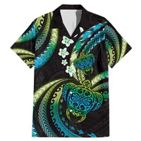 Hawaii Turtles Plumeria Family Matching Mermaid Dress and Hawaiian Shirt Chartreuse Cyan Polynesian Pattern