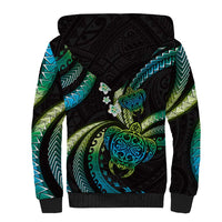 Hawaii Turtles Plumeria Sherpa Hoodie Chartreuse Cyan Polynesian Pattern LT01 - Polynesian Pride
