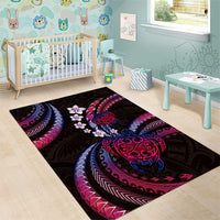 Hawaii Turtles Plumeria Area Rug Sweet Gradient Polynesian Pattern