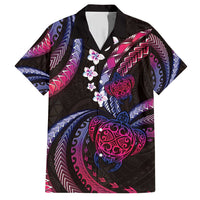 Hawaii Turtles Plumeria Family Matching Short Sleeve Bodycon Dress and Hawaiian Shirt Sweet Gradient Polynesian Pattern