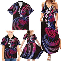 Hawaii Turtles Plumeria Family Matching Summer Maxi Dress and Hawaiian Shirt Sweet Gradient Polynesian Pattern