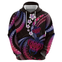 Hawaii Turtles Plumeria Hoodie Sweet Gradient Polynesian Pattern