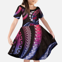 Hawaii Turtles Plumeria Kid Short Sleeve Dress Sweet Gradient Polynesian Pattern LT01 KID Pink - Polynesian Pride