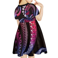 Hawaii Turtles Plumeria Kid Short Sleeve Dress Sweet Gradient Polynesian Pattern LT01 - Polynesian Pride