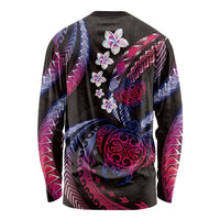 Hawaii Turtles Plumeria Long Sleeve Shirt Sweet Gradient Polynesian Pattern LT01 - Polynesian Pride