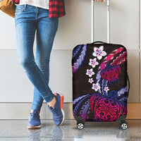 Hawaii Turtles Plumeria Luggage Cover Sweet Gradient Polynesian Pattern