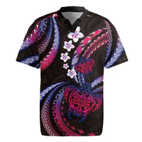 Hawaii Turtles Plumeria Rugby Jersey Sweet Gradient Polynesian Pattern