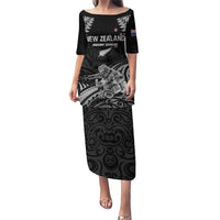 Custom New Zealand 2024 Rugby Puletasi Silver Fern Aotearoa Kiwi LT01 Long Dress Black - Polynesian Pride