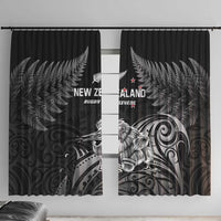 New Zealand 2024 Rugby Window Curtain Silver Fern Aotearoa Kiwi LT01 With Hooks Black - Polynesian Pride