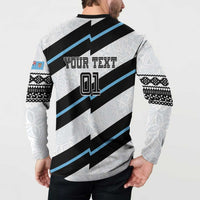 Custom Fiji 2024 Rugby Button Sweatshirt Fijian Tapa Pattern