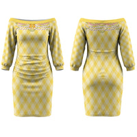Hawaii Palaka Pikake Lokelani Plumeria Couples Matching Off The Shoulder Long Sleeve Dress and Hawaiian Shirt Melemele Coquette Bow LT01 - Polynesian Pride