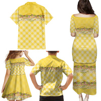Hawaii Palaka Pikake Lokelani Plumeria Family Matching Puletasi and Hawaiian Shirt Melemele Coquette Bow
