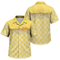 Hawaii Palaka Pikake Lokelani Plumeria Family Matching Short Sleeve Bodycon Dress and Hawaiian Shirt Melemele Coquette Bow LT01 Son's Shirt Yellow - Polynesian Pride