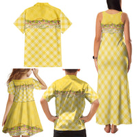 Hawaii Palaka Pikake Lokelani Plumeria Family Matching Tank Maxi Dress and Hawaiian Shirt Melemele Coquette Bow LT01 Mom's Dress Yellow - Polynesian Pride
