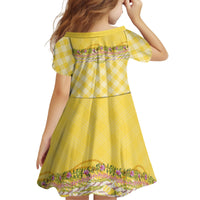 Hawaii Palaka Pikake Lokelani Plumeria Kid Short Sleeve Dress Melemele Coquette Bow LT01 - Polynesian Pride