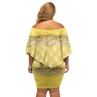 Hawaii Palaka Pikake Lokelani Plumeria Off Shoulder Short Dress Melemele Coquette Bow